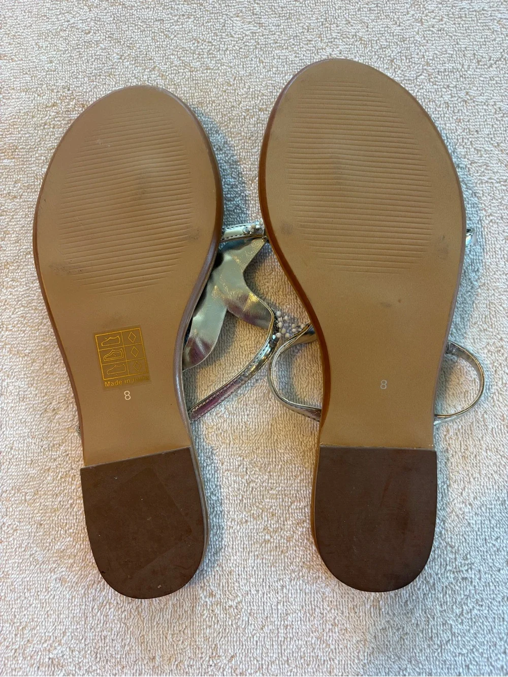 Heiress Silver Beaded Starfish Sandals Size 8 NWOT